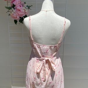 Pink Flower Midi Dress w/ Adjustable Straps